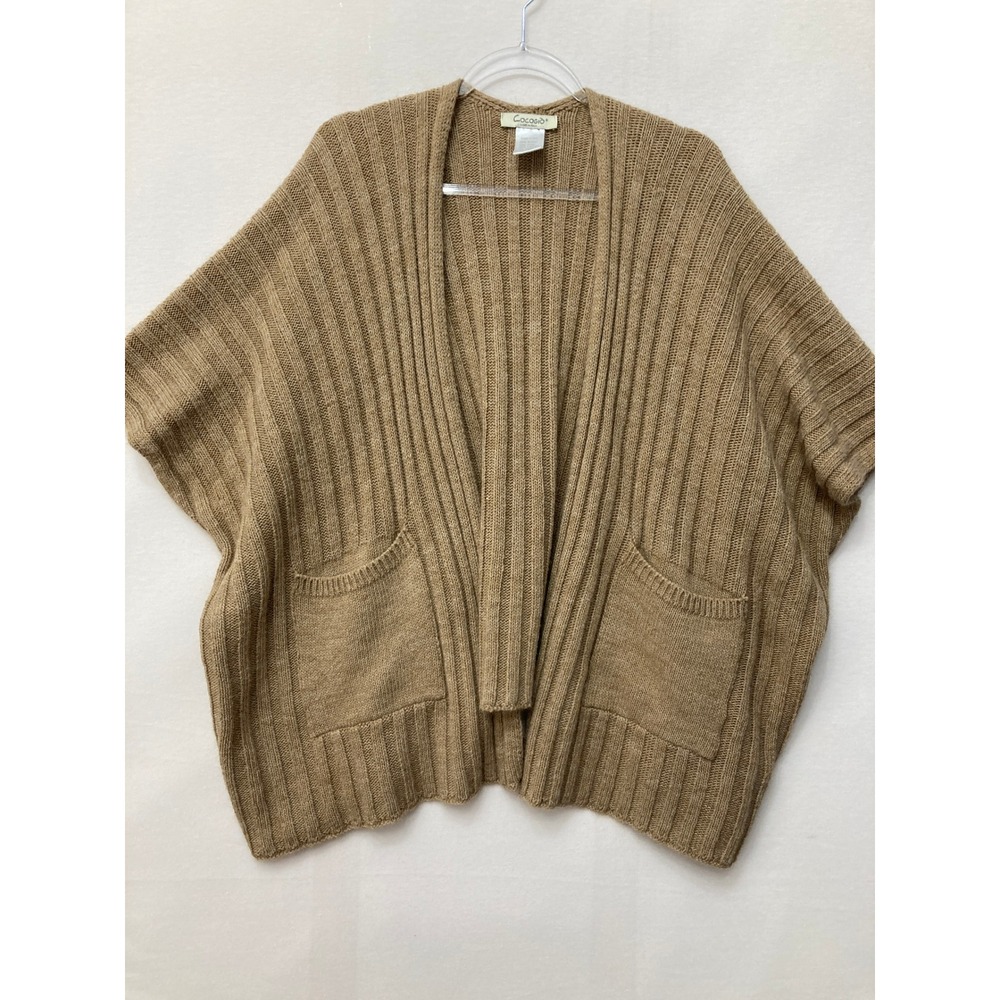 Cocogio Italy Wool Alpaca Blend Cocoon Cardigan Sweater Tan One Size Lagenlook